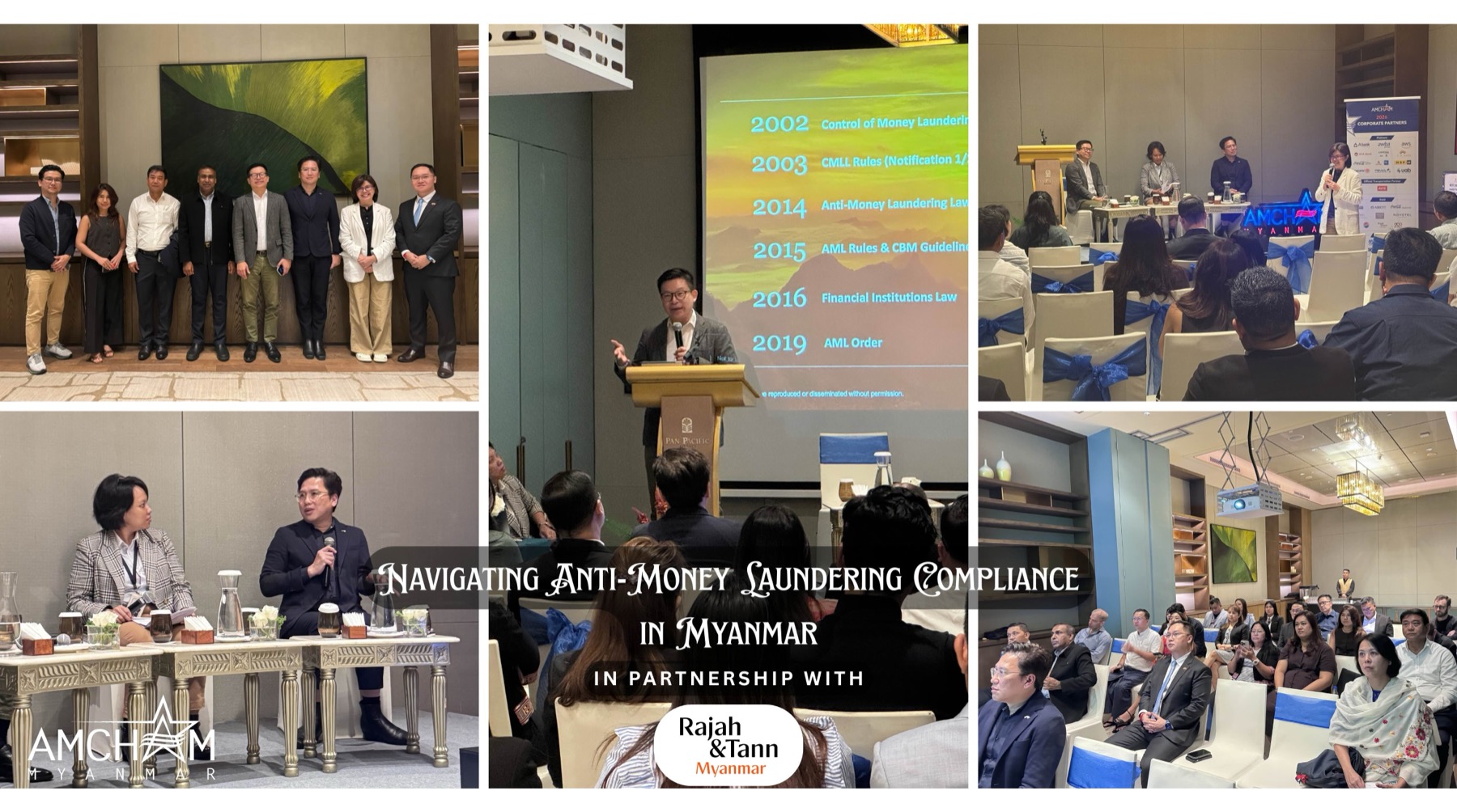 Collage from the AML compliance briefing, in partnership with Rajah & Tann Myanmar