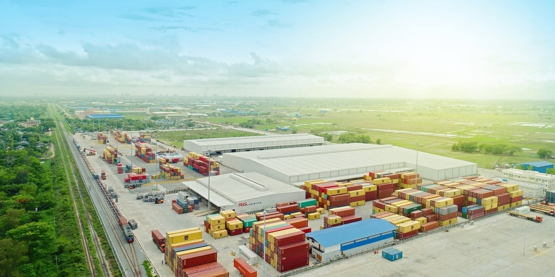 Aerial view of the RGL Dry Port container yard near Yangon